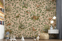 Oak Haven Wall Mural depicting a peaceful woodland retreat with sturdy oak trees.