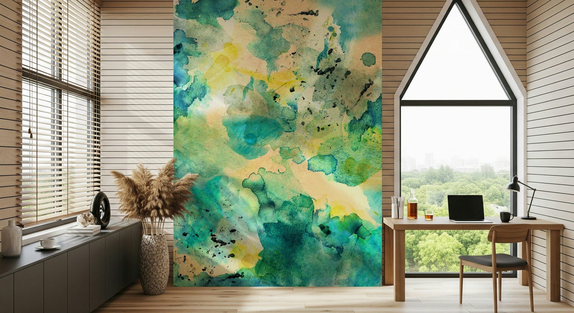 An artistic nature seascape mural for home decor.