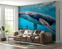 Close-up of marine life and coral on an Ocean Giant's Realm Wall Mural.