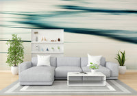 A calming abstract wave wallpaper mural that defines a space.

