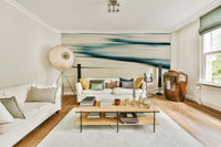 A beautiful wide-angle wall mural of the sea.

