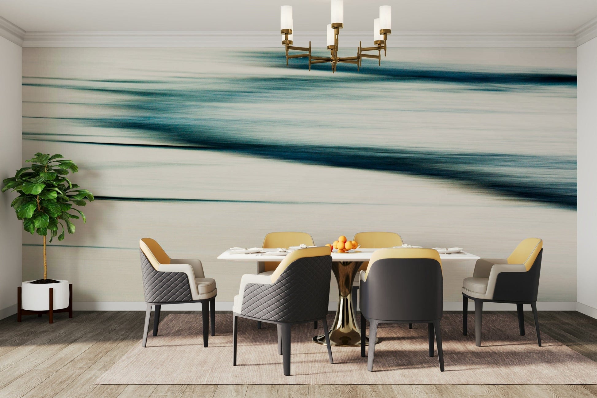 A serene abstract water wall mural for dramatic decor.

