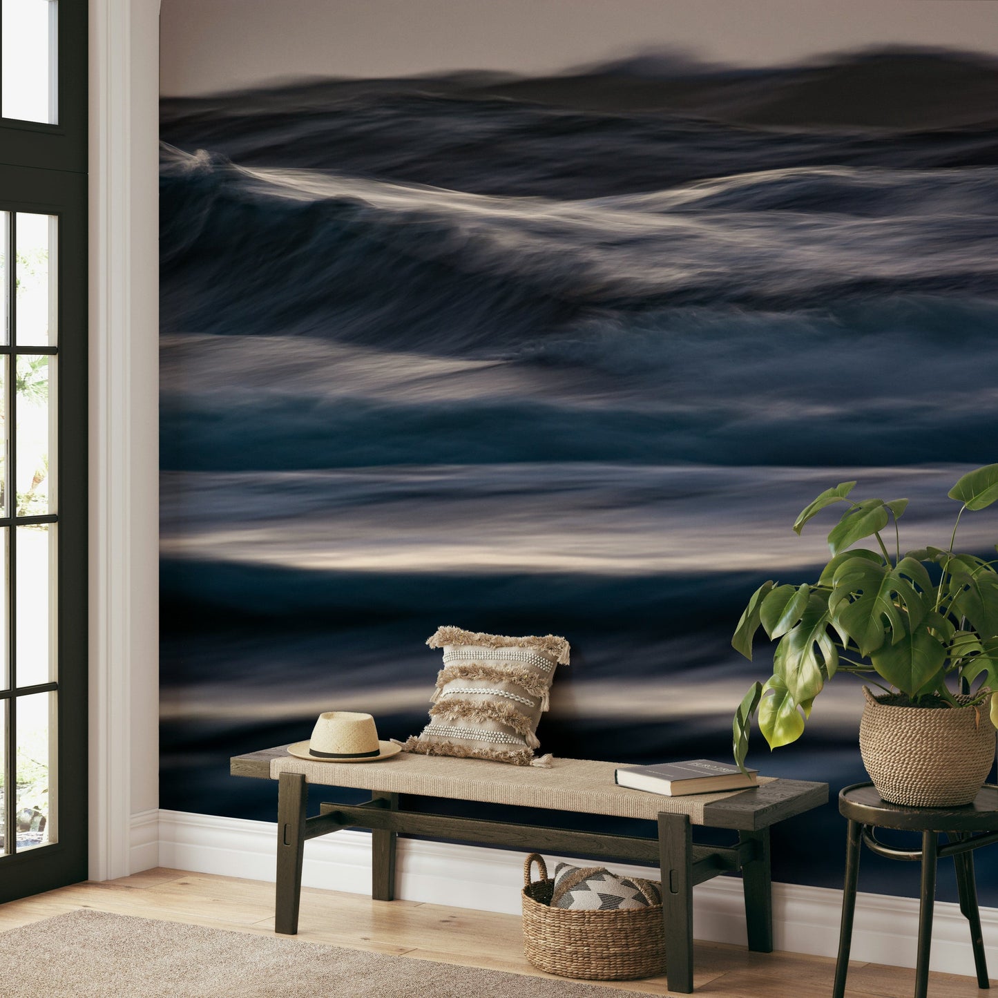 A close-up of the detailed texture in the wave design.

