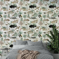 Subtle wave-patterned wallpaper for calm decor


