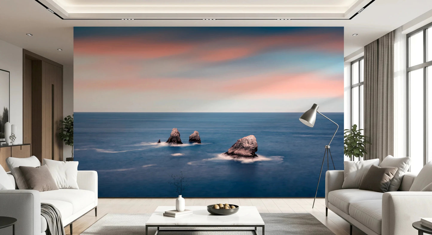 Serene ocean wall mural suits airy bedroom