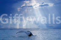 Ocean-themed wallpaper mural in a guest room, soft water hues for a tidy modern look