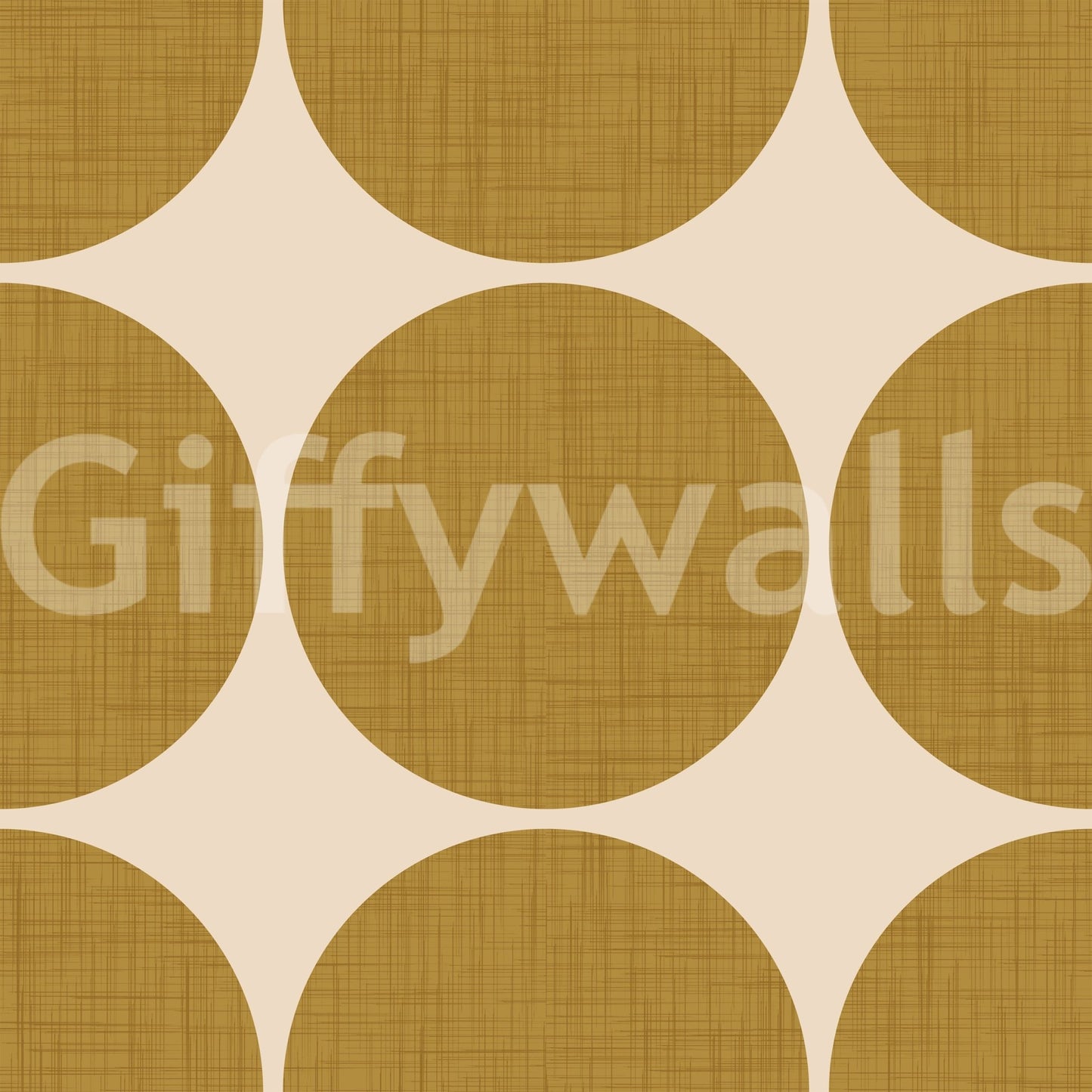 Graphic wallpaper design showcasing large ochre orbs in a structured grid layout