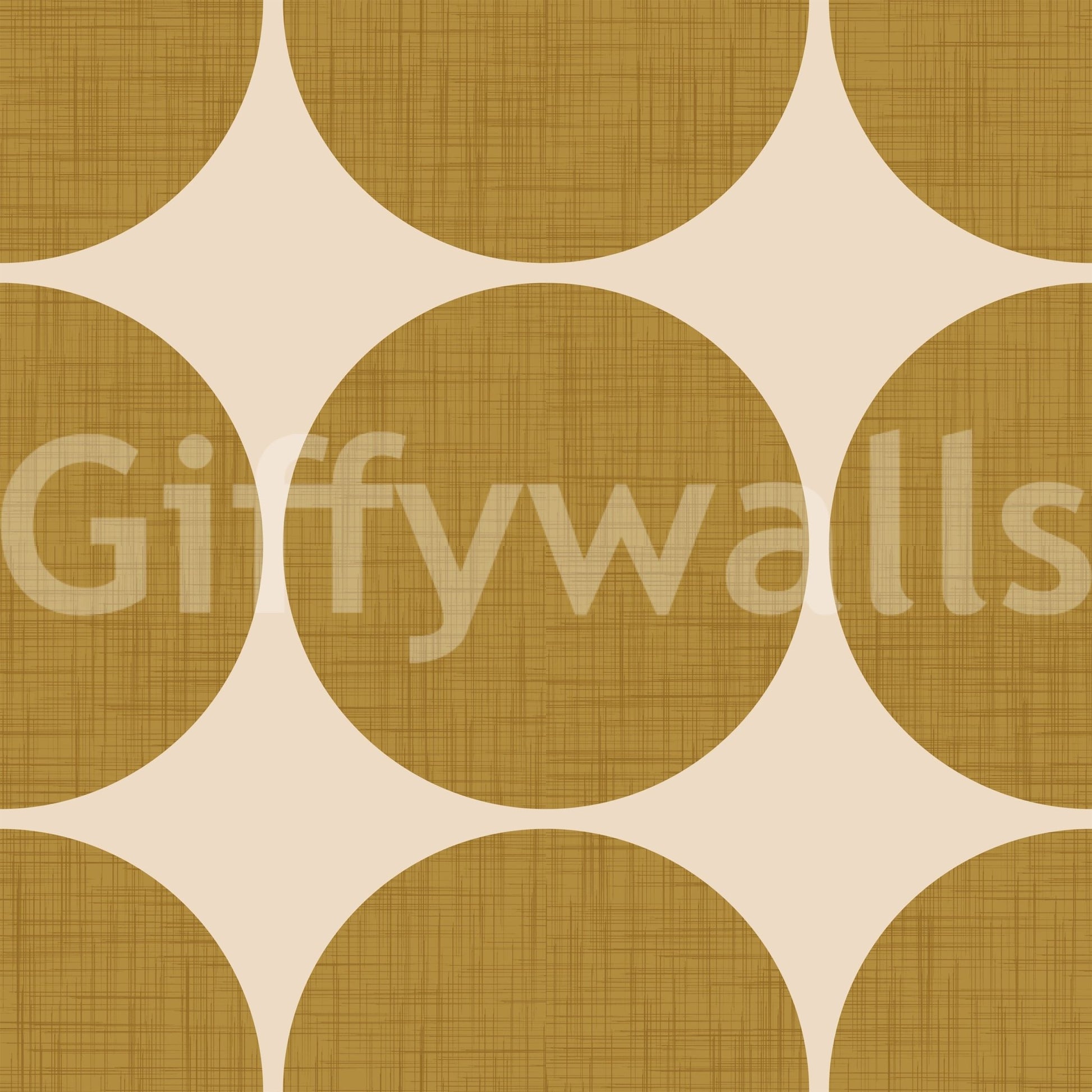 Graphic wallpaper design showcasing large ochre orbs in a structured grid layout