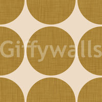 Graphic wallpaper design showcasing large ochre orbs in a structured grid layout