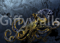 Artistic liquid marble Octopus Majesty wall mural home decor.