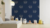 Faded nautical tones with bold sea art

