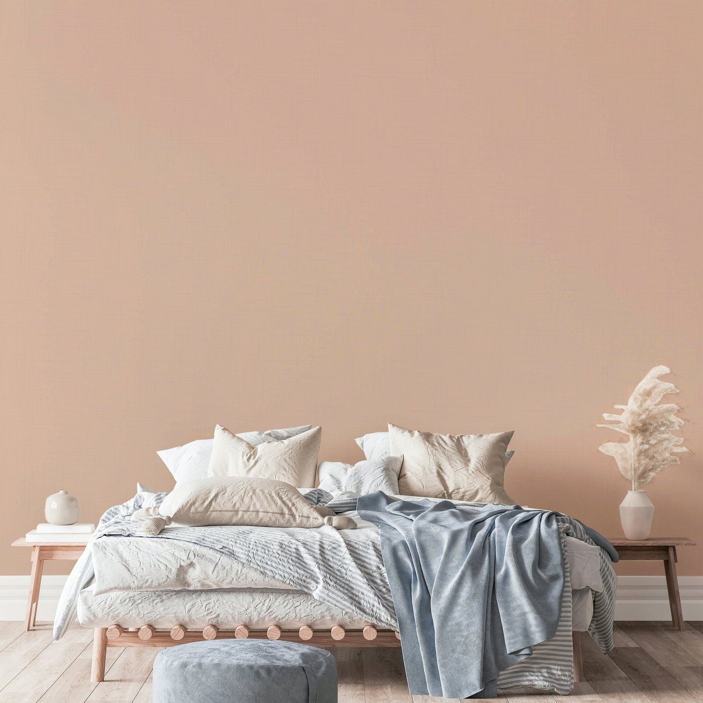 The mural extends across the entire wall, creating a clean backdrop.

