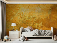 Crumbling plaster effect wall mural in earthy palette