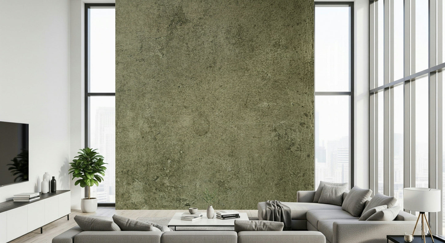 Classic Olive Leather Wallpaper – Aged leather mural in muted olive tones perfect for living rooms, offices, or lounges.