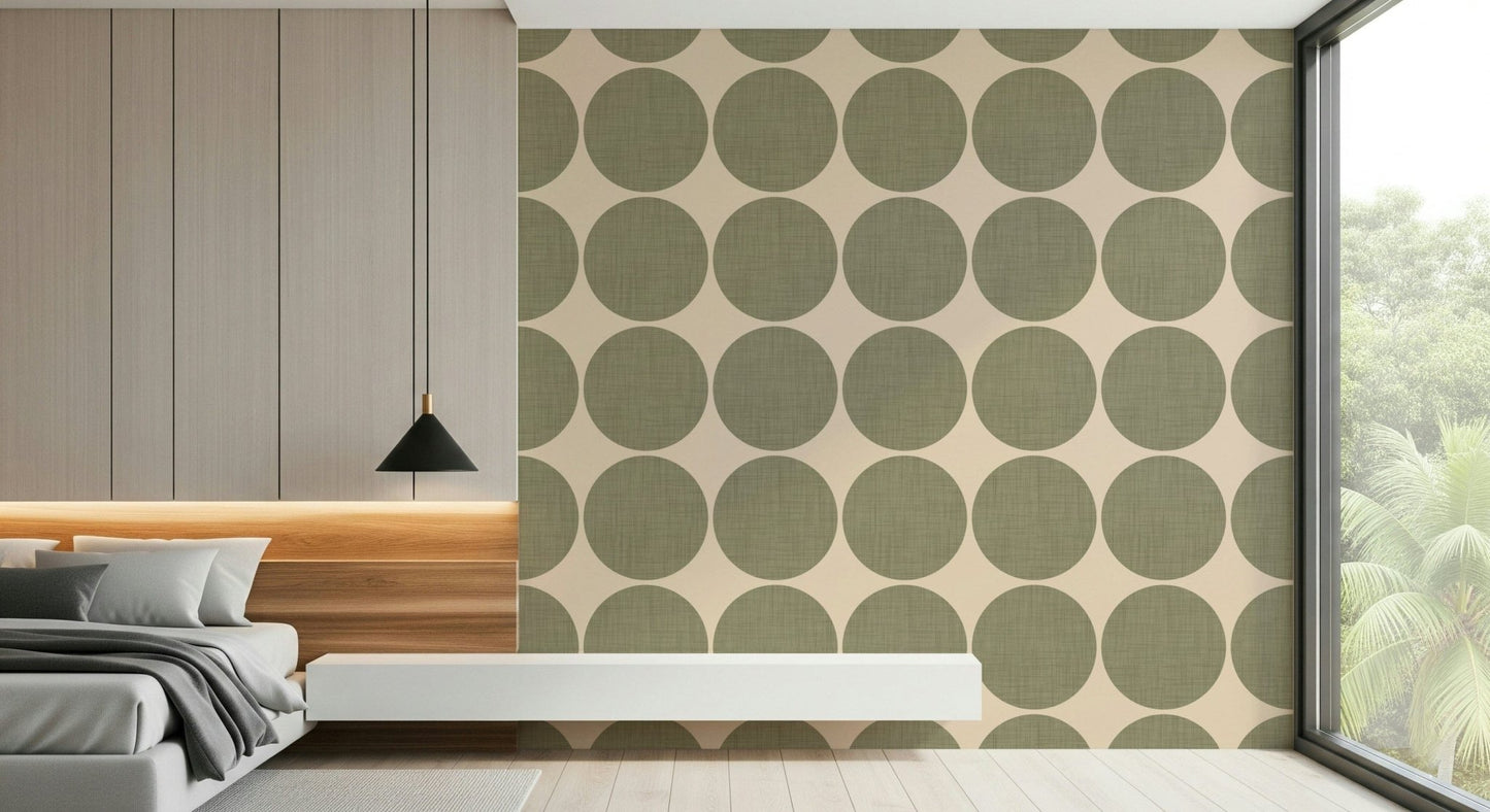 Clean and bold dot pattern with muted olive circles for a modern, minimalist appeal