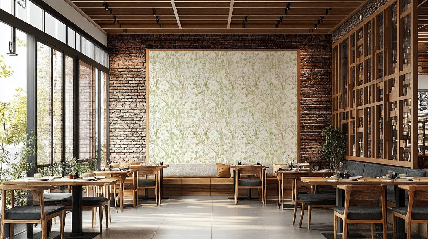 Soft green and pink floral wallpaper

