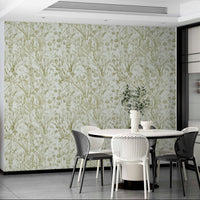 A living room decorated with a meadow wall mural

