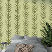 a painting of olive green palm leaves

