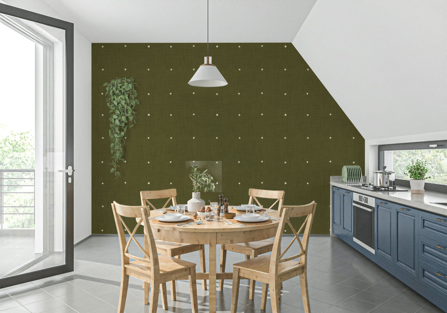 Abstract woven fabric look, Olive Grove Texture wall art