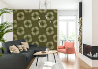 A peaceful Japandi design mural on decorative wallpaper.