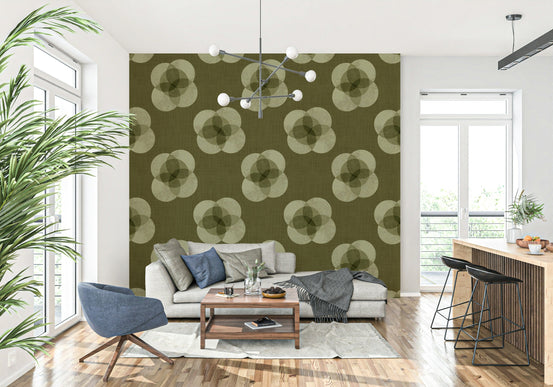 A beautiful Japandi floral wallpaper mural with soft petals.