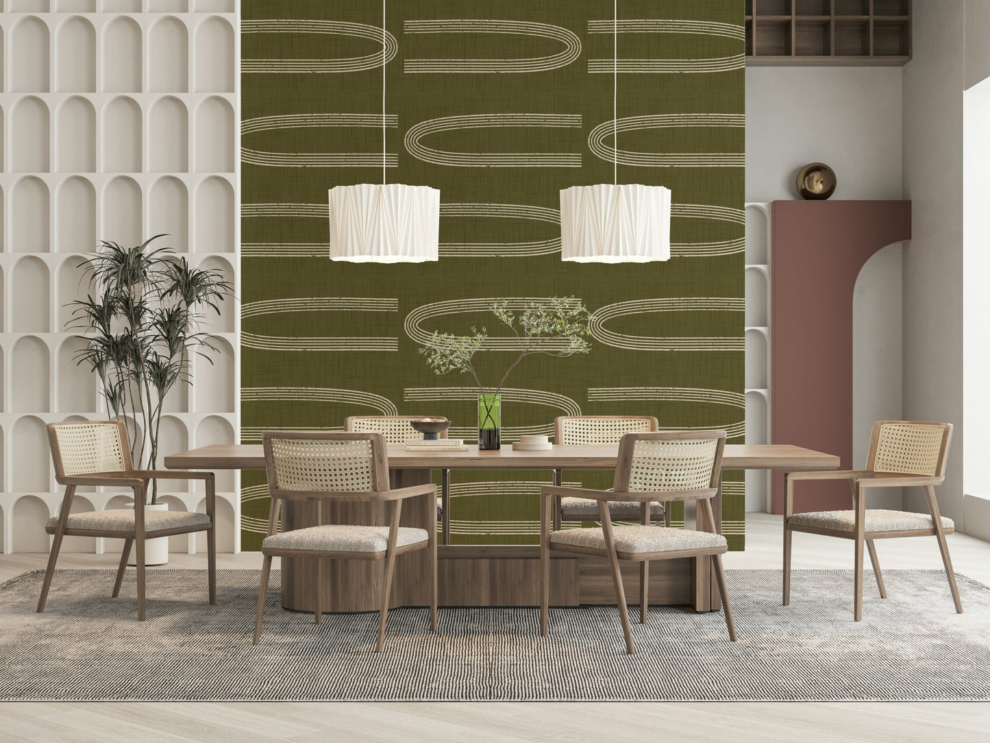 A contemplative modern design wallpaper mural for a feature wall.

