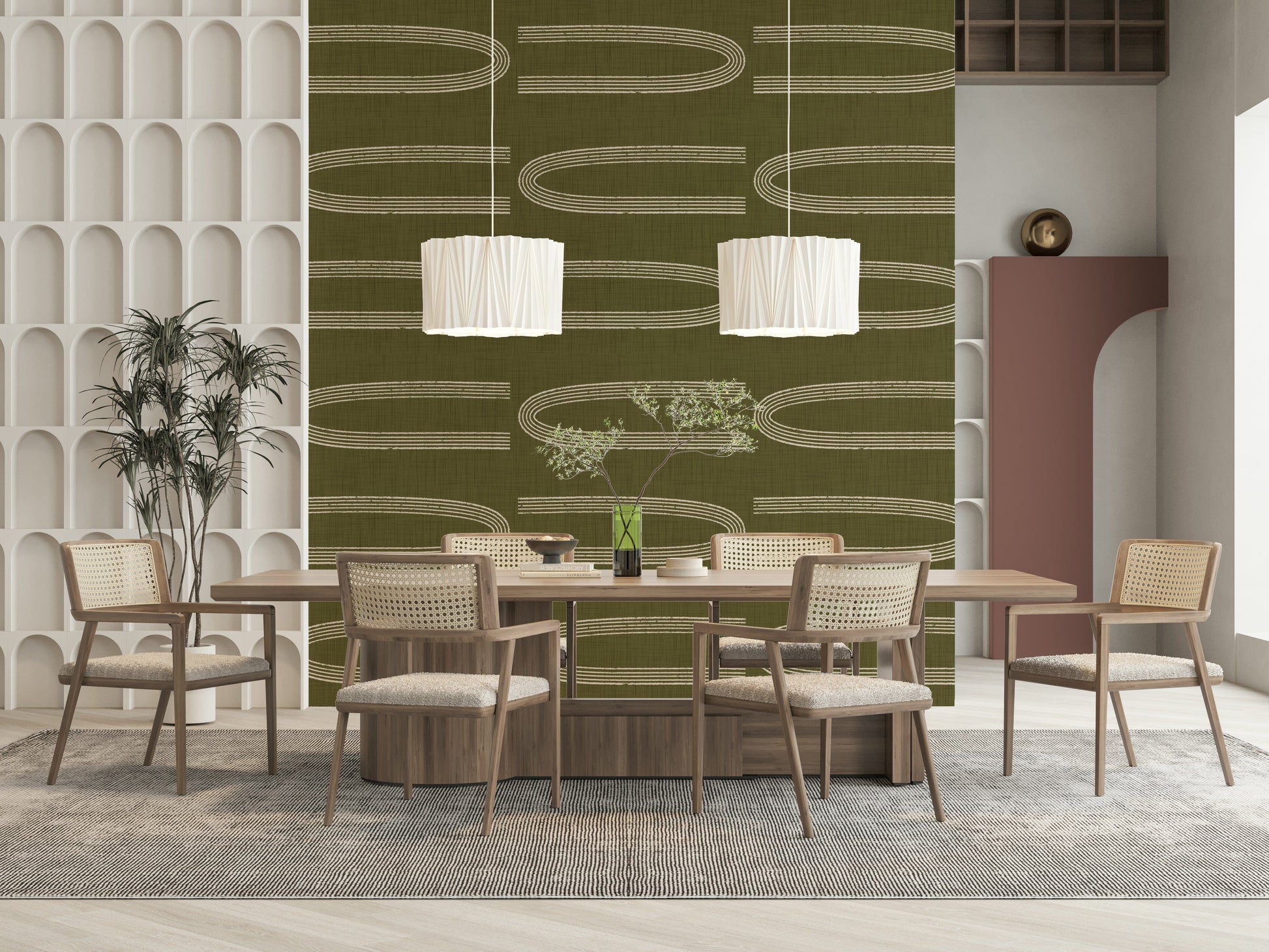 A contemplative modern design wallpaper mural for a feature wall.

