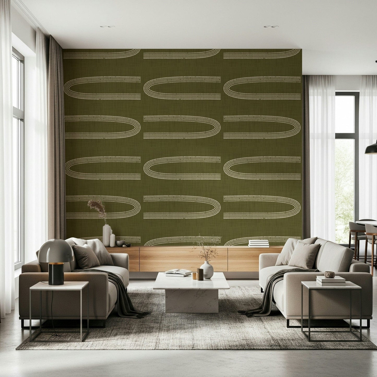 A serene geometric line wall mural for your decor.

