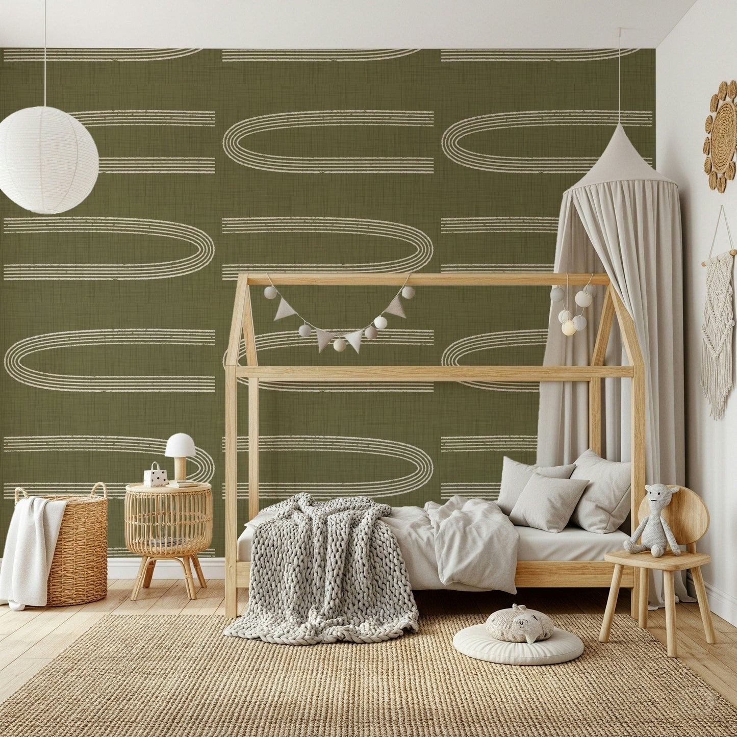 A beautiful mid-century arch wallpaper mural for a modern home.

