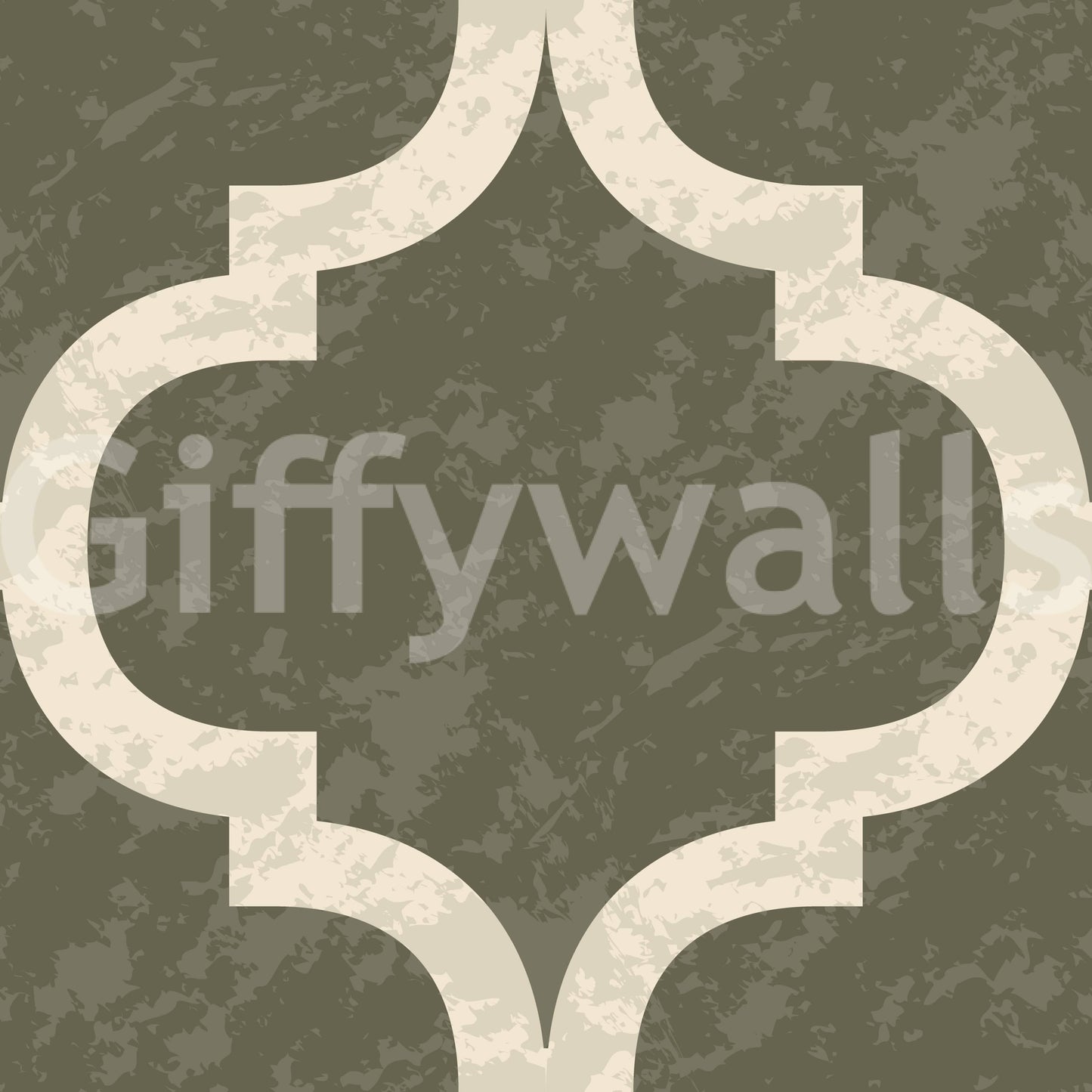 Classic Moroccan ogee wall wallpaper in olive and ivory