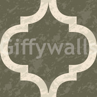 Classic Moroccan ogee wall wallpaper in olive and ivory