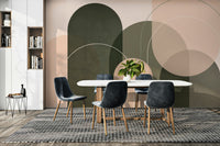 Calm wallpaper with warm peach and green tones

