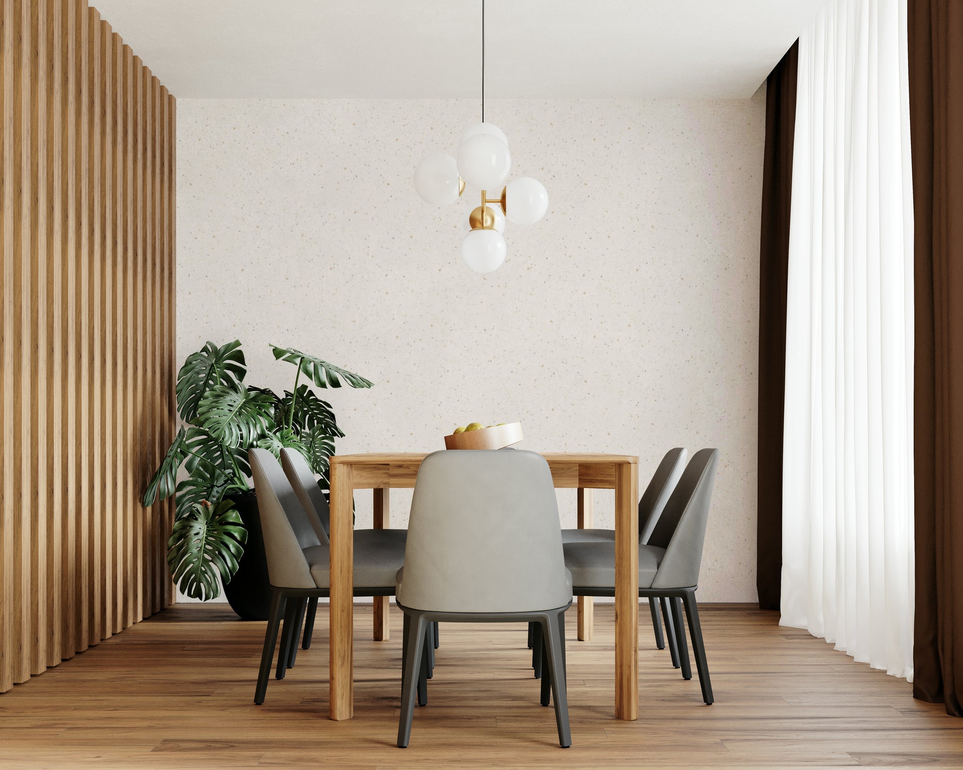 Chic terrazzo wallpaper in dreamy opal hues for stylish interiors

