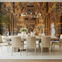 Baroque interior design Opulent Grandeur peel and stick wallpaper.