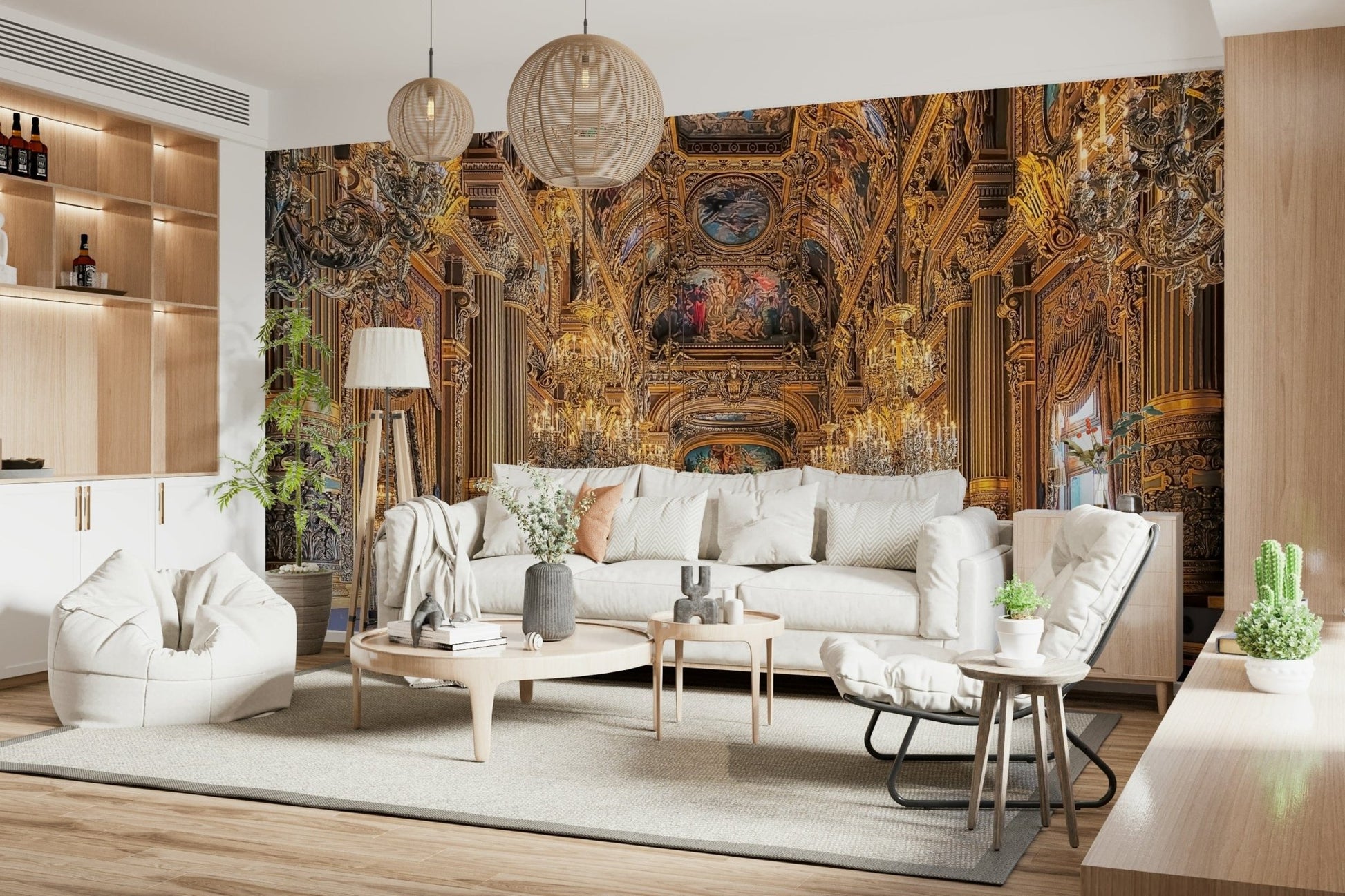 Elaborate museum hall Opulent Grandeur wallpaper mural.