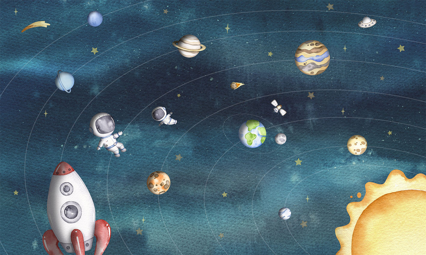 Space Joy Dark Wall Mural