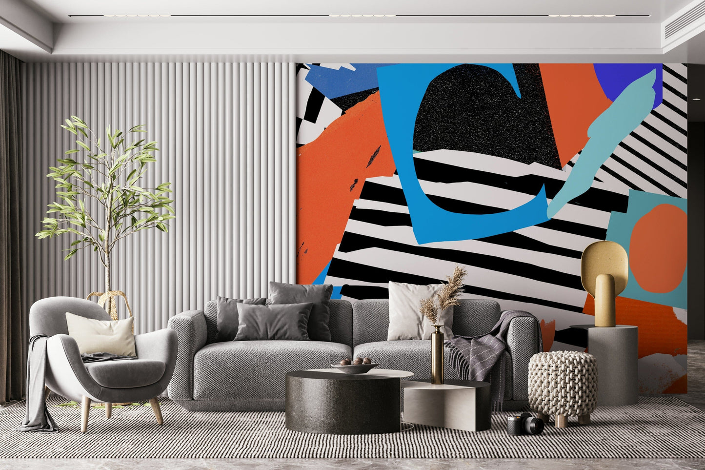 A peaceful abstract gradient mural on decorative wallpaper.

