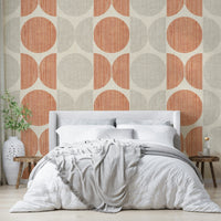 An artistic boho pattern mural on minimalist wallpaper.

