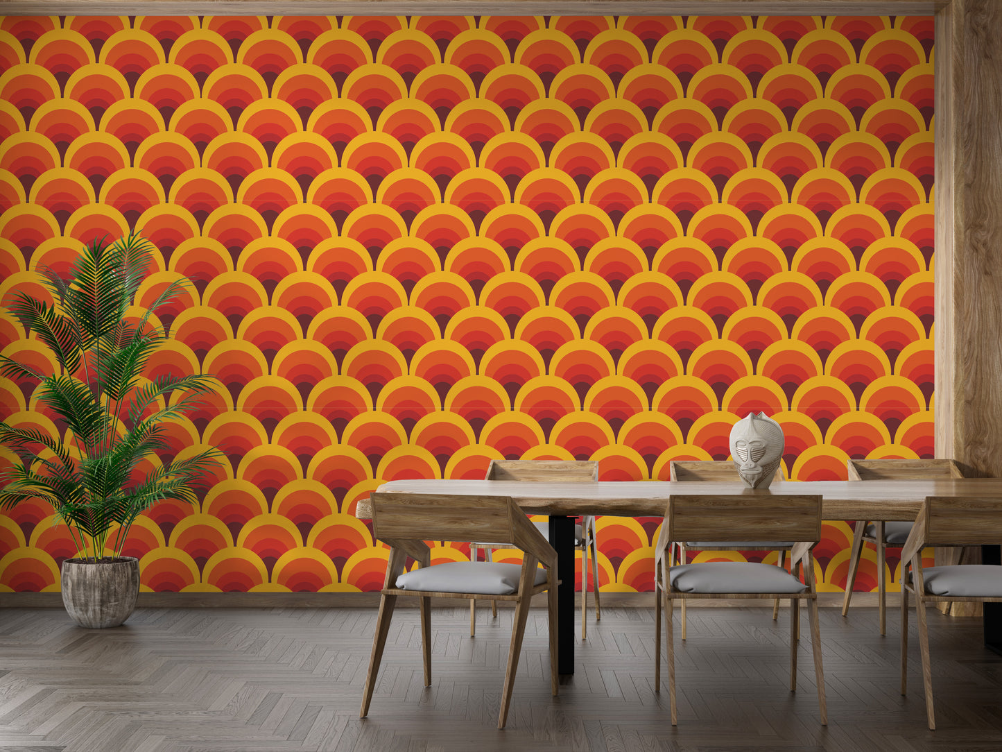 Eye-catching orange arch wallpaper pattern