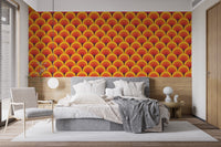 Stylish orange geometric wallpaper decor