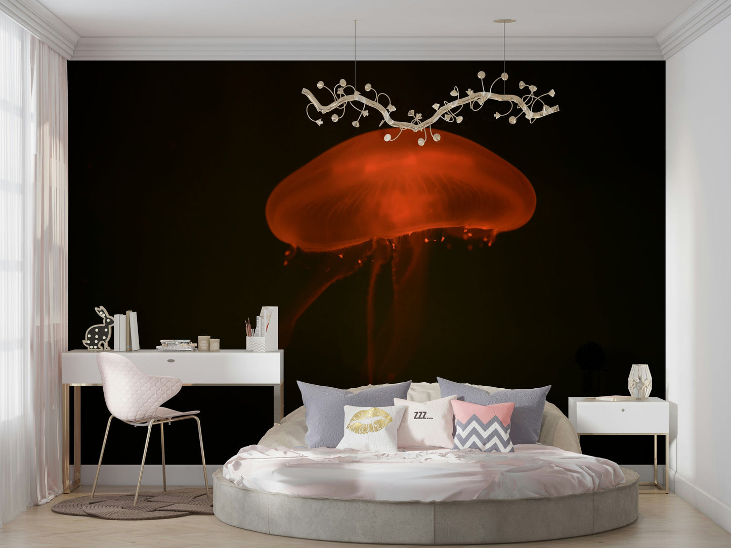 A beautiful tropical fish wall mural for a child's room.

