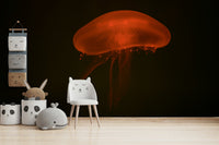 An artistic coral reef mural on minimalist wallpaper.

