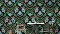 A soft and ethereal floral wallpaper pattern.
