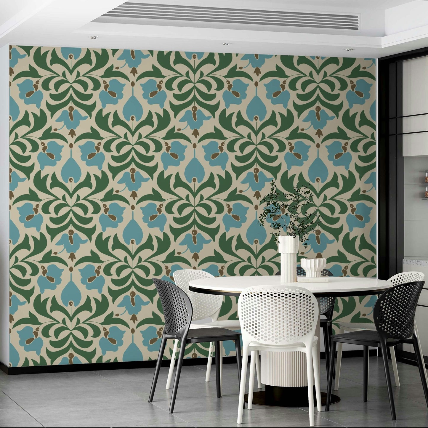 Features gentle, unassertive botanical designs.
