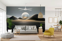 Horizon-style wallpaper for walls with sand tones fading to twilight

