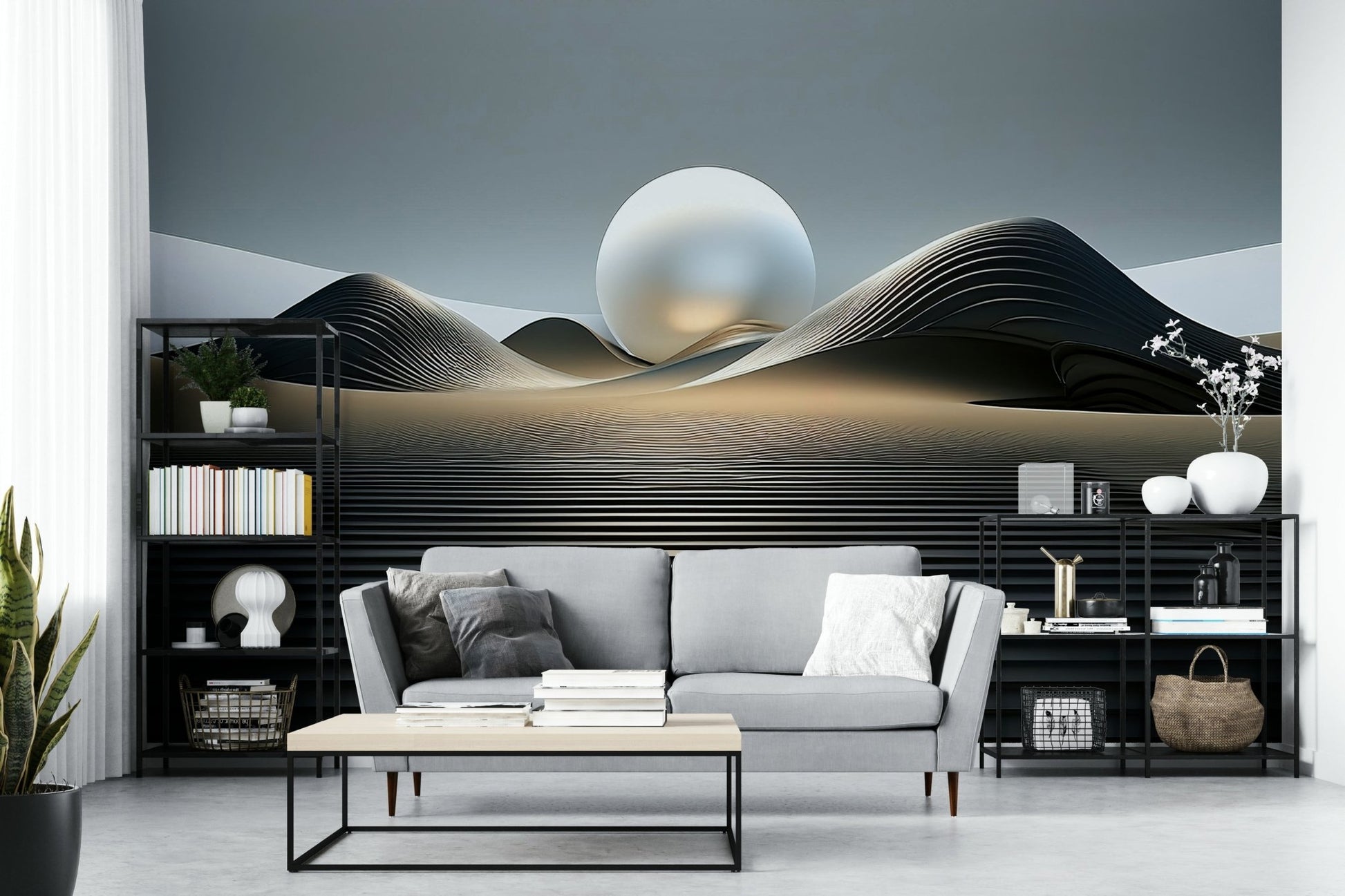 Minimalist desert dunes ombré wall mural wallpaper


