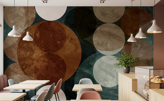 Orbital Harmony in Earthy Colors Wall Mural