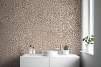 Toffee brown geometric wallpaper mural with mosaic patterns.
