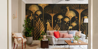 Black and Gold Luxurious Art Deco Jungle Wallpaper Design

