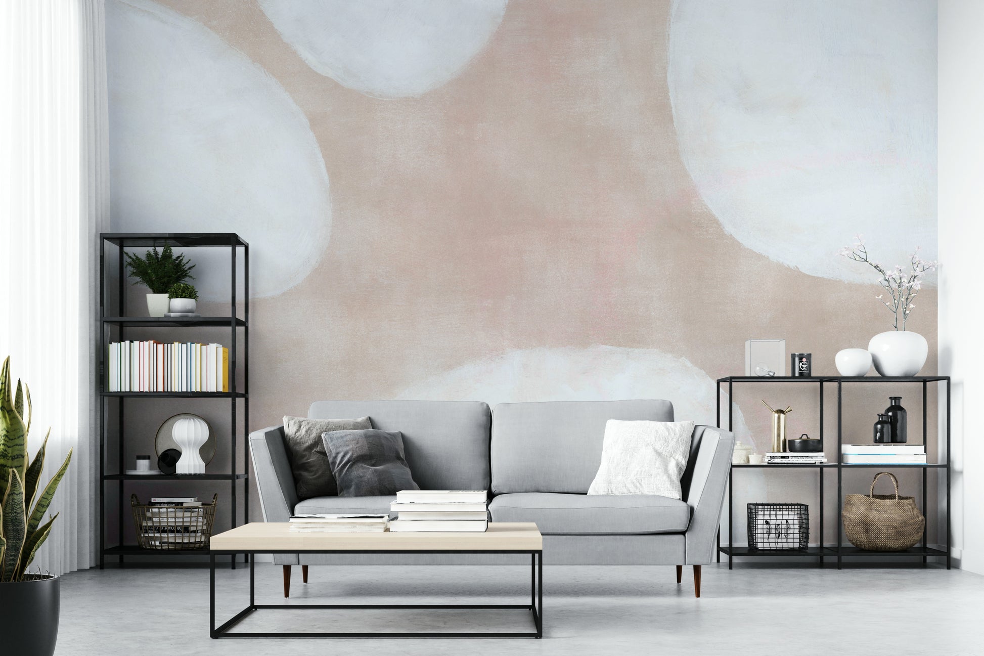 Minimal organic shapes on wallpaper

